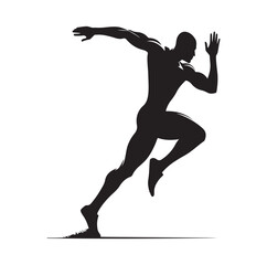 Track and field athlete in action silhouette vector illustration