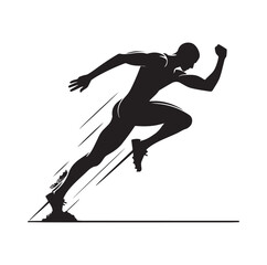 Track and field athlete in action silhouette vector illustration
