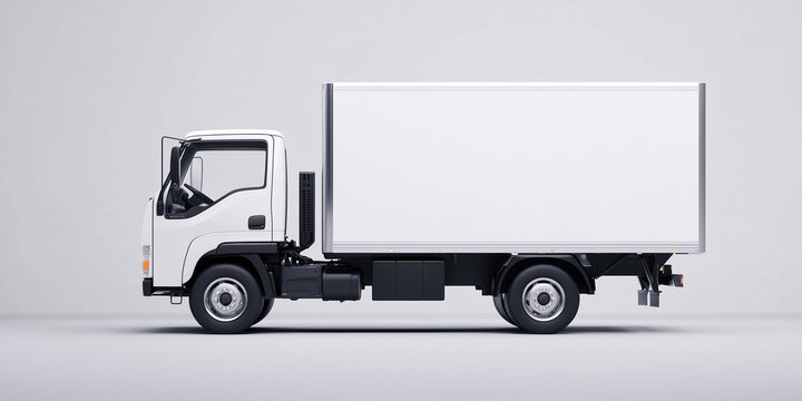 Blank white cargo truck mockup for branding and design