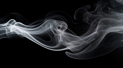 Fototapeta premium Vague de fumée blanche sur fond noir. Effet flou, vague en mouvement. Arrière-plan pour conception et création graphique, bannière.