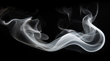 Vague de fum&eacute;e blanche sur fond noir. Effet flou, vague en mouvement. Arri&egrave;re-plan pour conception et cr&eacute;ation graphique, banni&egrave;re.