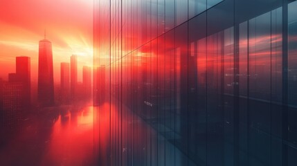 Stunning Sunset Reflection from Modern Skyscraper Glass Windows