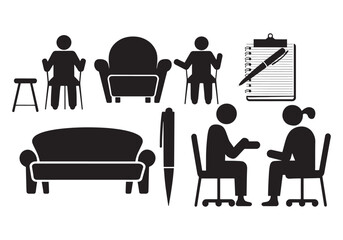 Vector Illustration of Office Furniture and Meeting Scenes - Ideal for Business, Consulting, and Workspace Designs