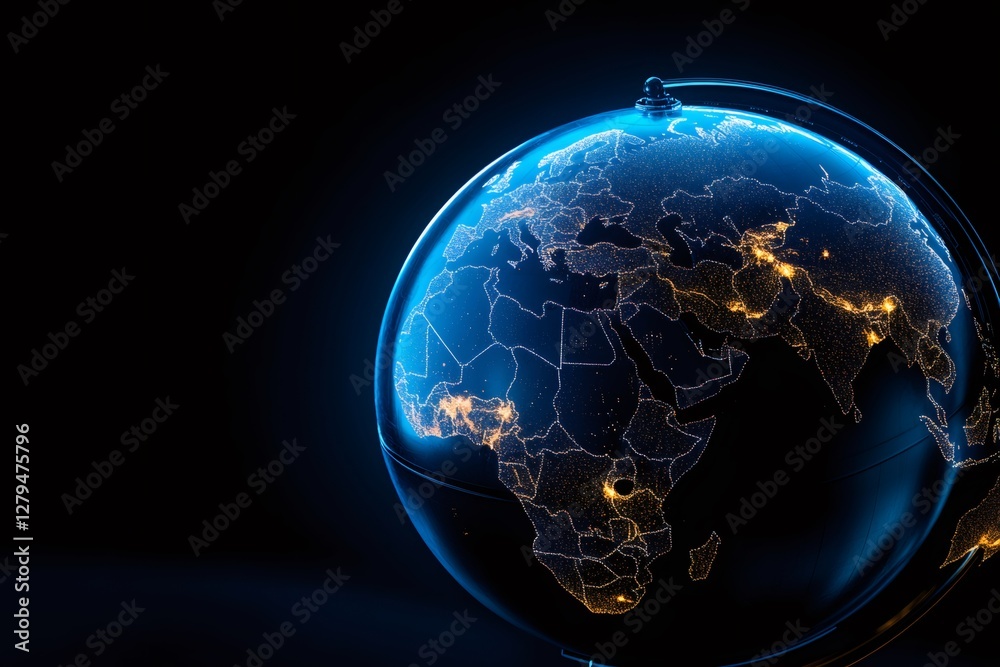 Aufkleber planet earth rotating showing population density and global connectivity