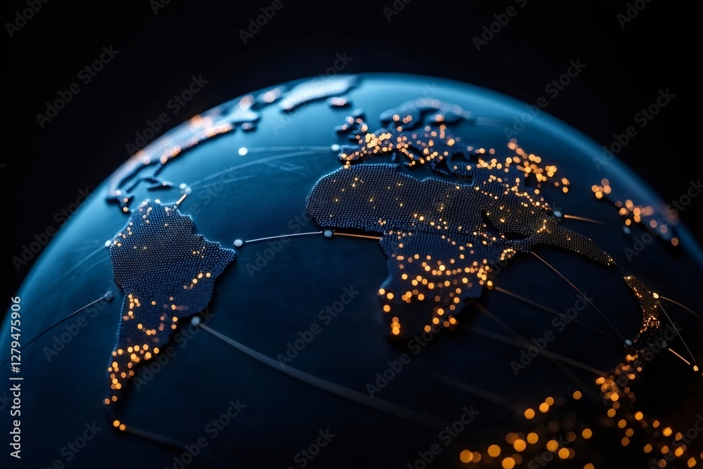 Aufkleber Planet earth rotating showing global connections and data flowing