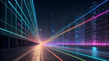 Obraz premium Futuristic holographic light streaks a dark bac