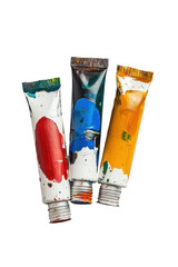 Isolated Three Used Paint Tubes