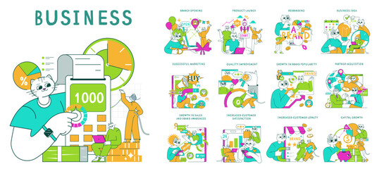 Business Cat. Flat Vector Illustration