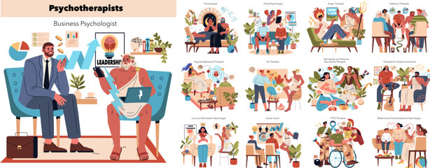 Obraz premium Psychotherapists. Flat Vector Illustration