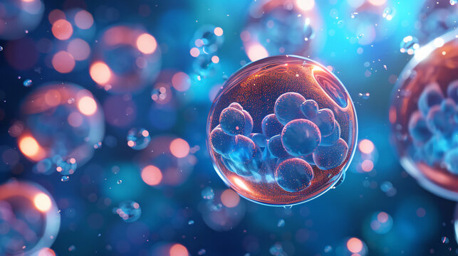 A digital artwork showing the process of drug delivery via medical hydrogel technology, focusing on tissue regeneration and healing. 
