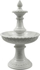 Elegant White Porcelain Fountain Ornate Garden Decor Three Tiered Design