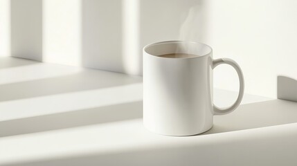 Obraz premium Steam Rising from a Blank White Mug on a Minimalist Surface