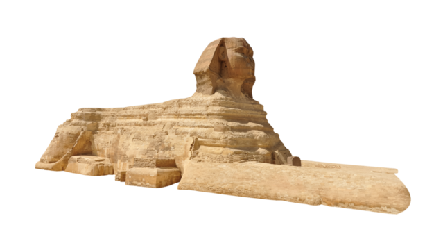 The Great Sphinx in Giza isolated on white background. Cairo, Egypt.