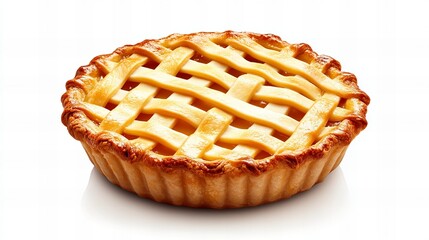 A delicious golden-brown pie with a lattice crust, perfect for a sweet treat.