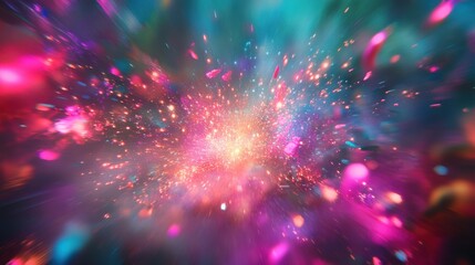 Naklejka premium Vibrant Cosmic Explosion of Colorful Light and Energy in Space