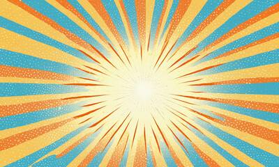 Bright sunburst design with vibrant colors showcasing an energetic and lively atmosphere in an abstract style