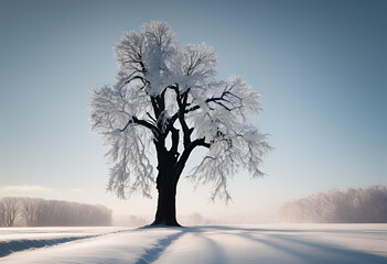 bare winter tree in high contrast
