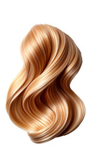 Naklejka premium Beautiful healthy long blonde strand of hair. Girl's hair or coloring, hair extensions, treatment, treatment concept.