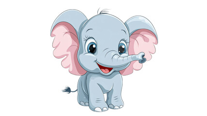 Naklejka premium Cute cartoon elephant with big ears smiling widely