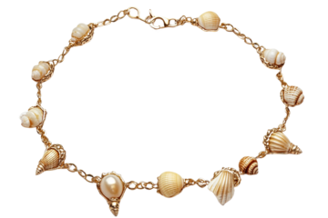Golden seashell necklace for beach lovers