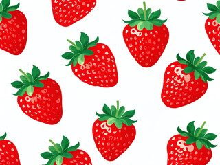 Bright red strawberries arranged in a playful pattern on a white background for a fresh look