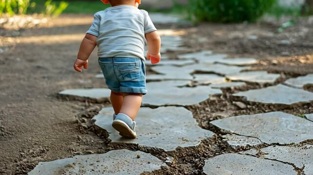 Building a Better Tomorrow Child on Eco-Friendly Sidewalk