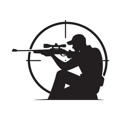 Hunter aiming at target silhouette vector illustration
