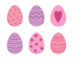 Colourful Easter eggs set. Icons in cartoon style. Vector illustration