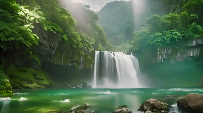 Breathtaking Waterfall in a Tropical Paradise Stunning Nature & Scenic Beauty