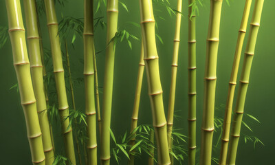 Fototapeta premium Lush green bamboo stalks create a serene atmosphere in a tranquil setting