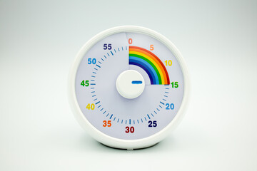 Colorful children timer with rainbow scale and rotating dial