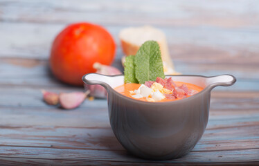 Andalusian cold tomato soup called Salmorejo