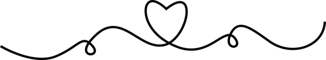 Heart Text Divider Icon design with Hand Drawn Love Line