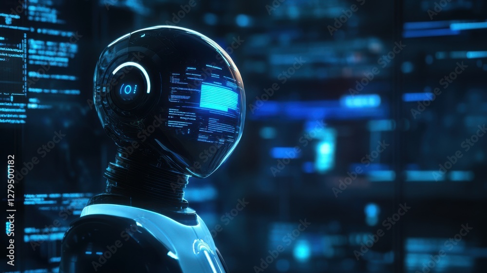 Poster ai chat digital technology, business communication, and development of smart robot conversation, bot