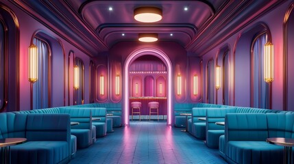 Elegant Classic Art Deco Inspired Cocktail Bar Interior Design