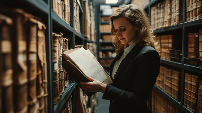 An archivist cataloging historical artifacts in a secure storage room