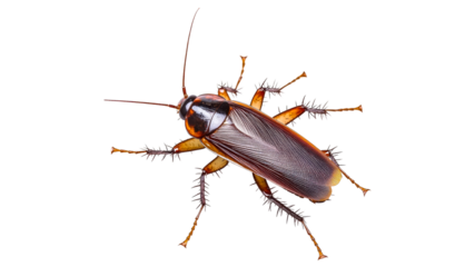Cockroach on white background in close up view