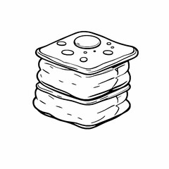 Algerian Msemen Flaky Square Pancake A Buttery and Layered Delight Black Outline Vector Illustration