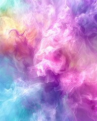 Obraz premium A vibrant, swirling blend of colors creates a colorful, dreamy abstract background resembling smoke or mist.