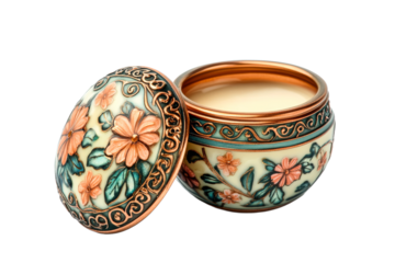 Decorative floral patterned container with lid