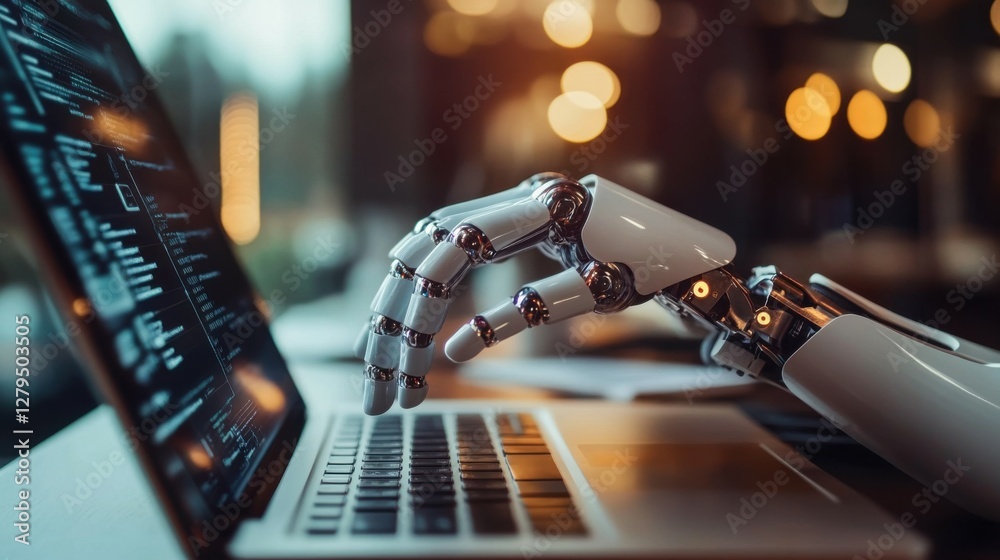 Poster businessman use artificial intelligence ai technology for enhanced work efficiency data analysis and