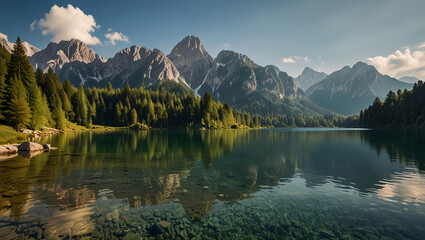 Fototapeta premium mountain lake in the morning