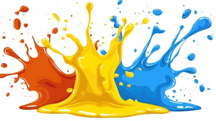 A vibrant splash of primary colors-red, yellow, and blue-intermingling in a dynamic and artistic display.