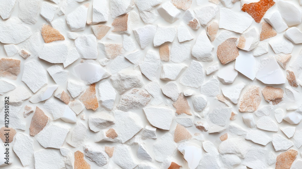Poster chipped terrazzo surface with exaggerated stone fragments, creating a modern 3d texture with subtle 