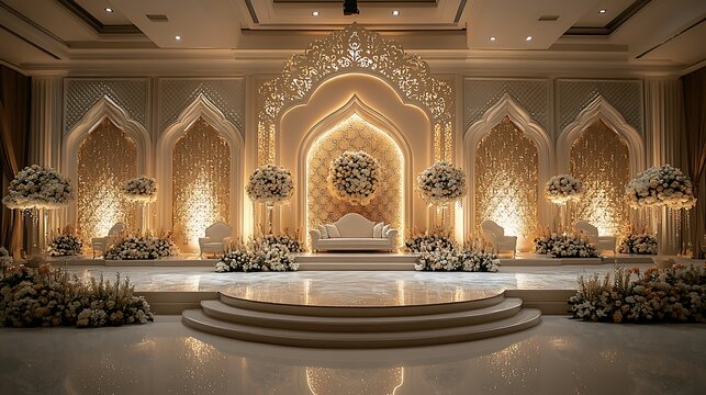 Enchanting wedding backdrop with glowing drapes high resolution hd picture
