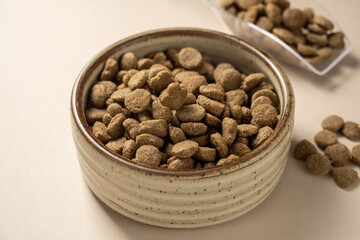 Pet food. Dry cat food. Nutrition for pets