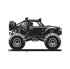 Naklejka premium offroad racing truck silhouette vector illustration 
