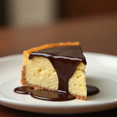 Classic Cheesecake with Dripping Chocolate Sauce