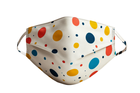 Colorful face mask design with polka dots pattern
