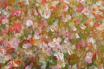 Art oil and Acrylic smear flower blot hand drawn painting . Abstract texture color stain brush stroke background.